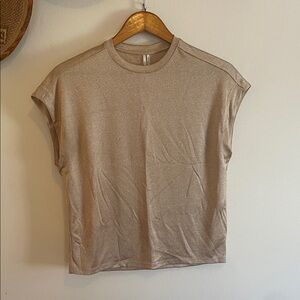 Anthropologie Metallic Pink Top